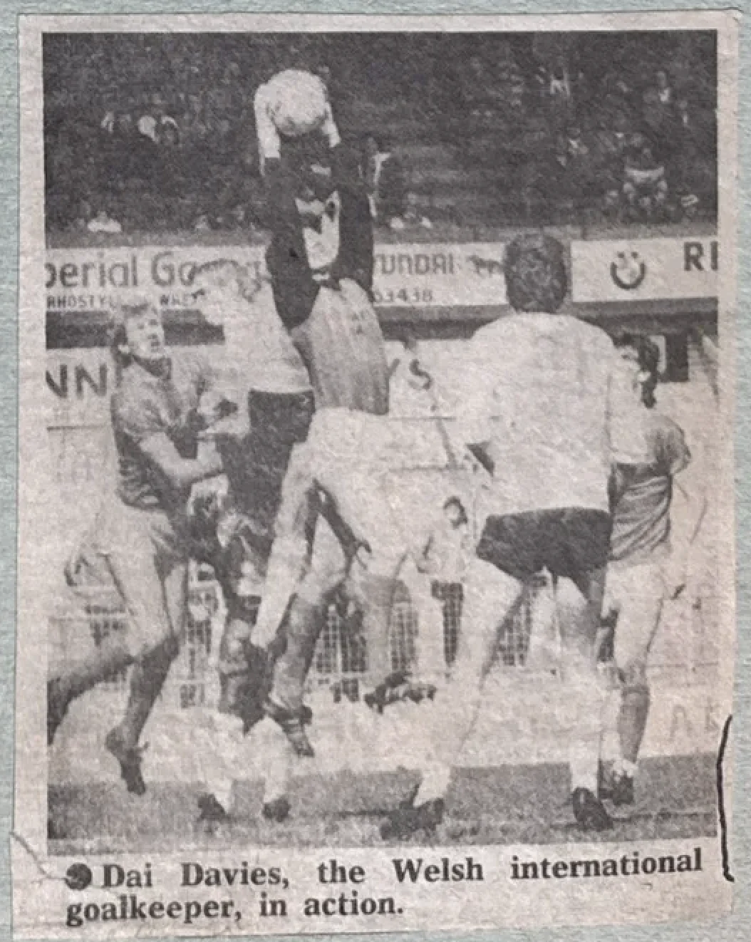 ● Dai Davies, the Welsh international goalkeeper, in action.