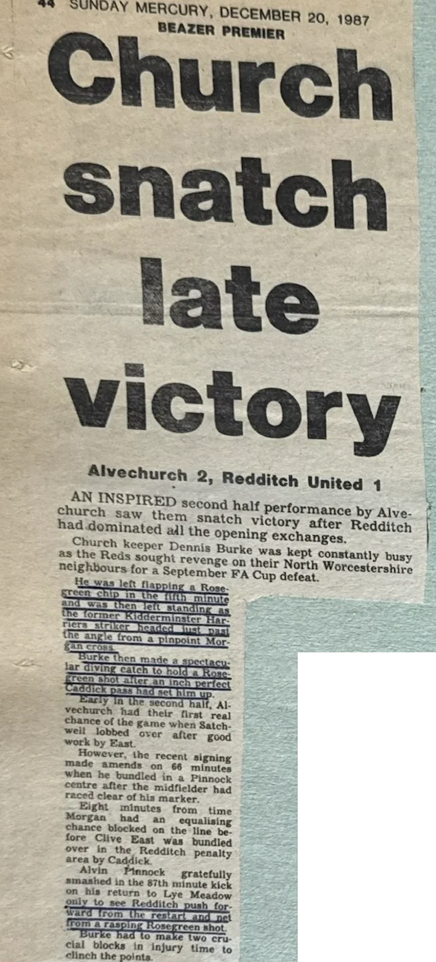 Church snatch late victory