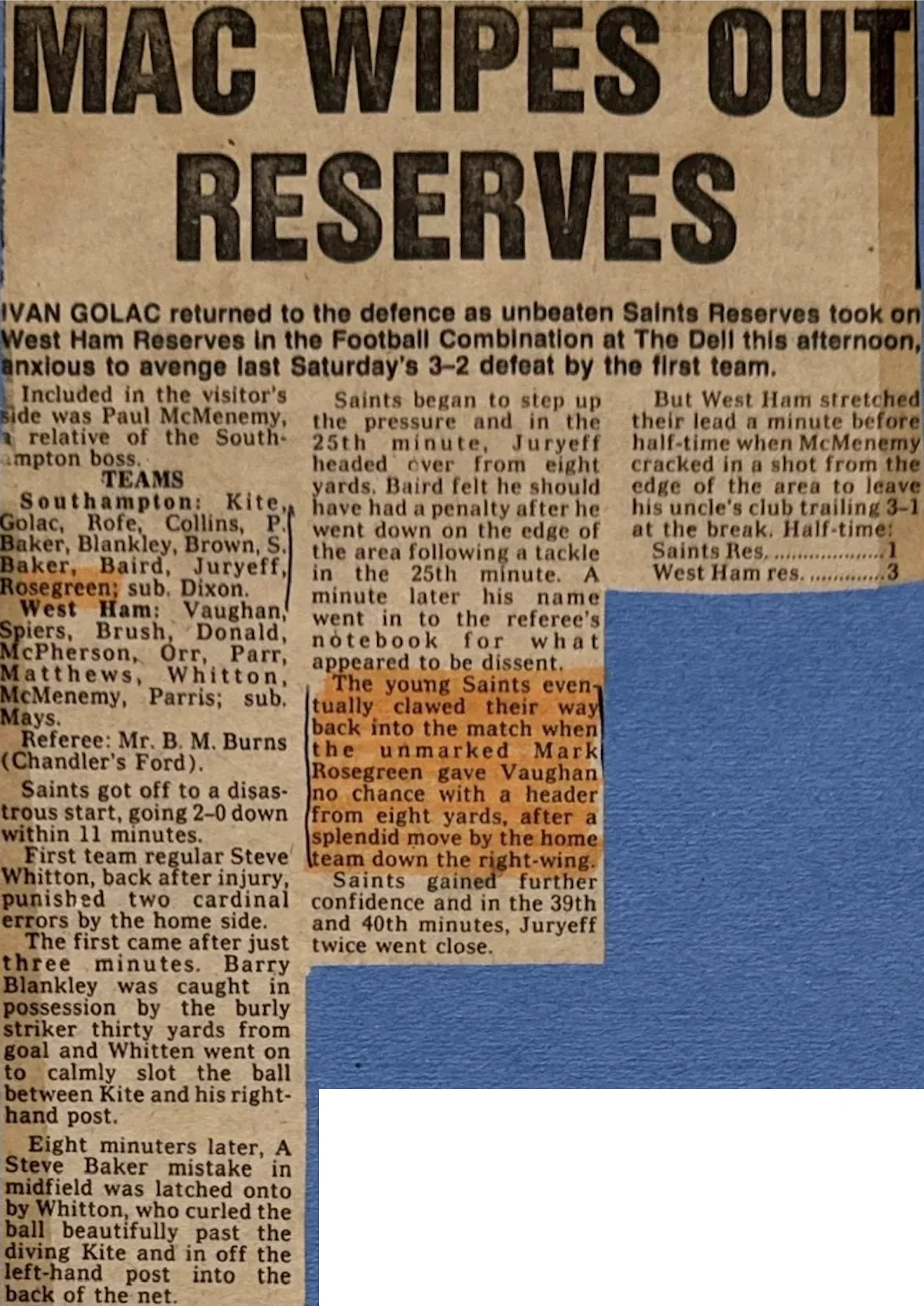 MAC WIPES OUT RESERVES