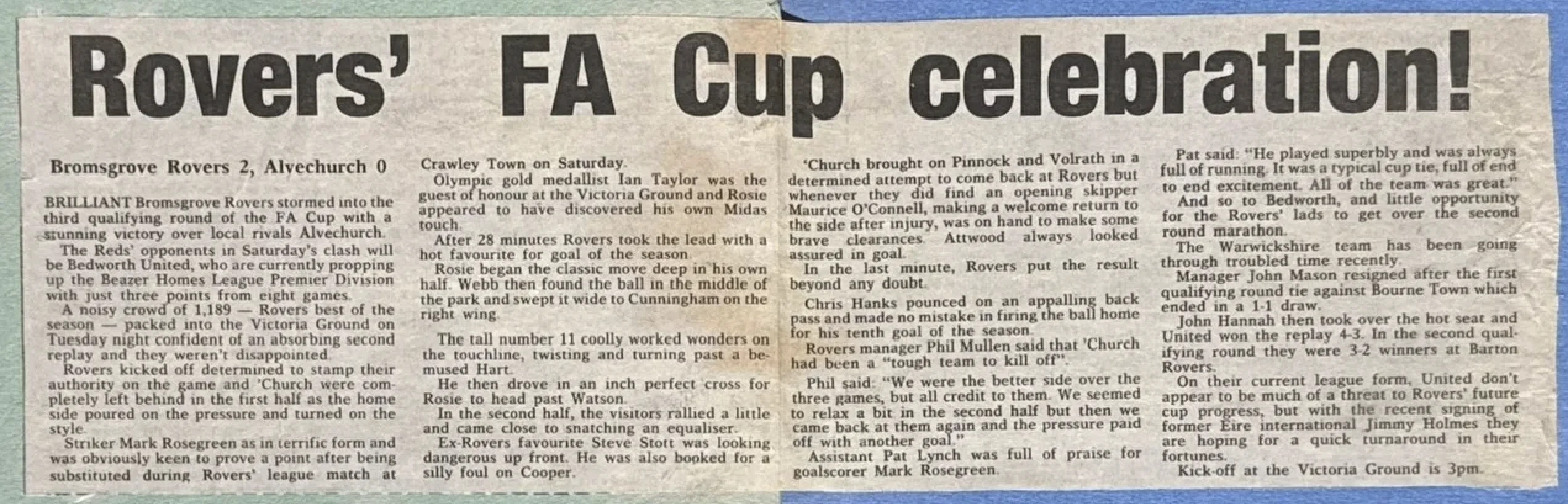 Rovers' FA Cup celebration!
