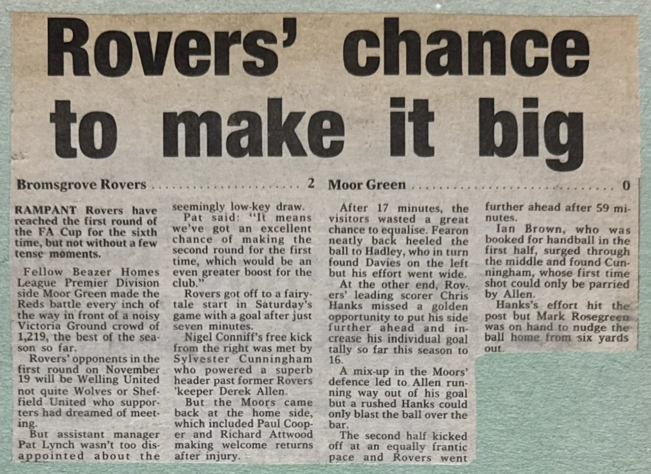 Rovers' chance to make it big