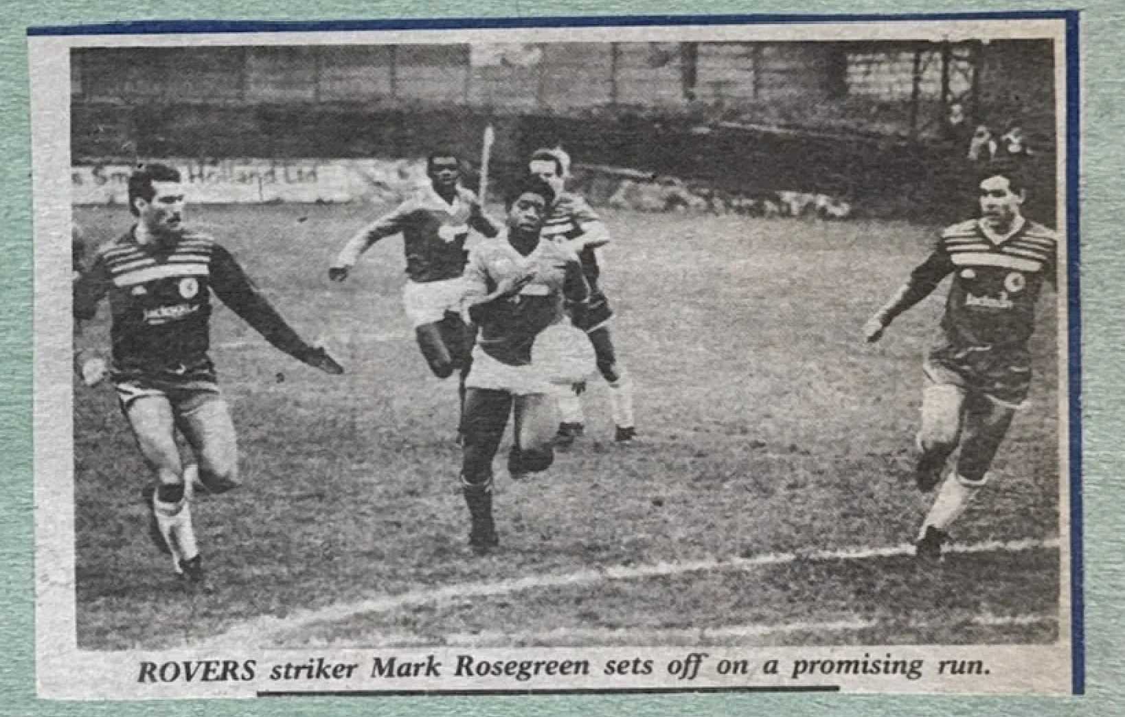 ROVERS striker Mark Rosegreen sets off on a promising run.