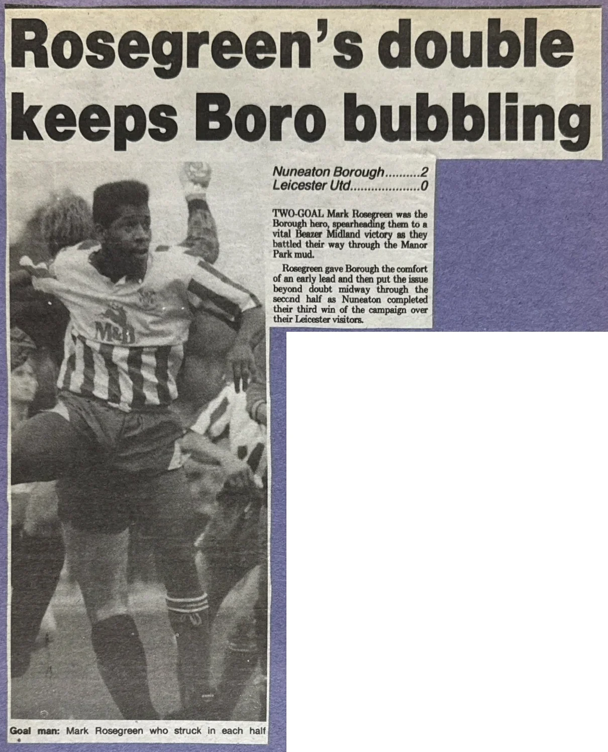 Rosegreen's double keeps Boro bubbling